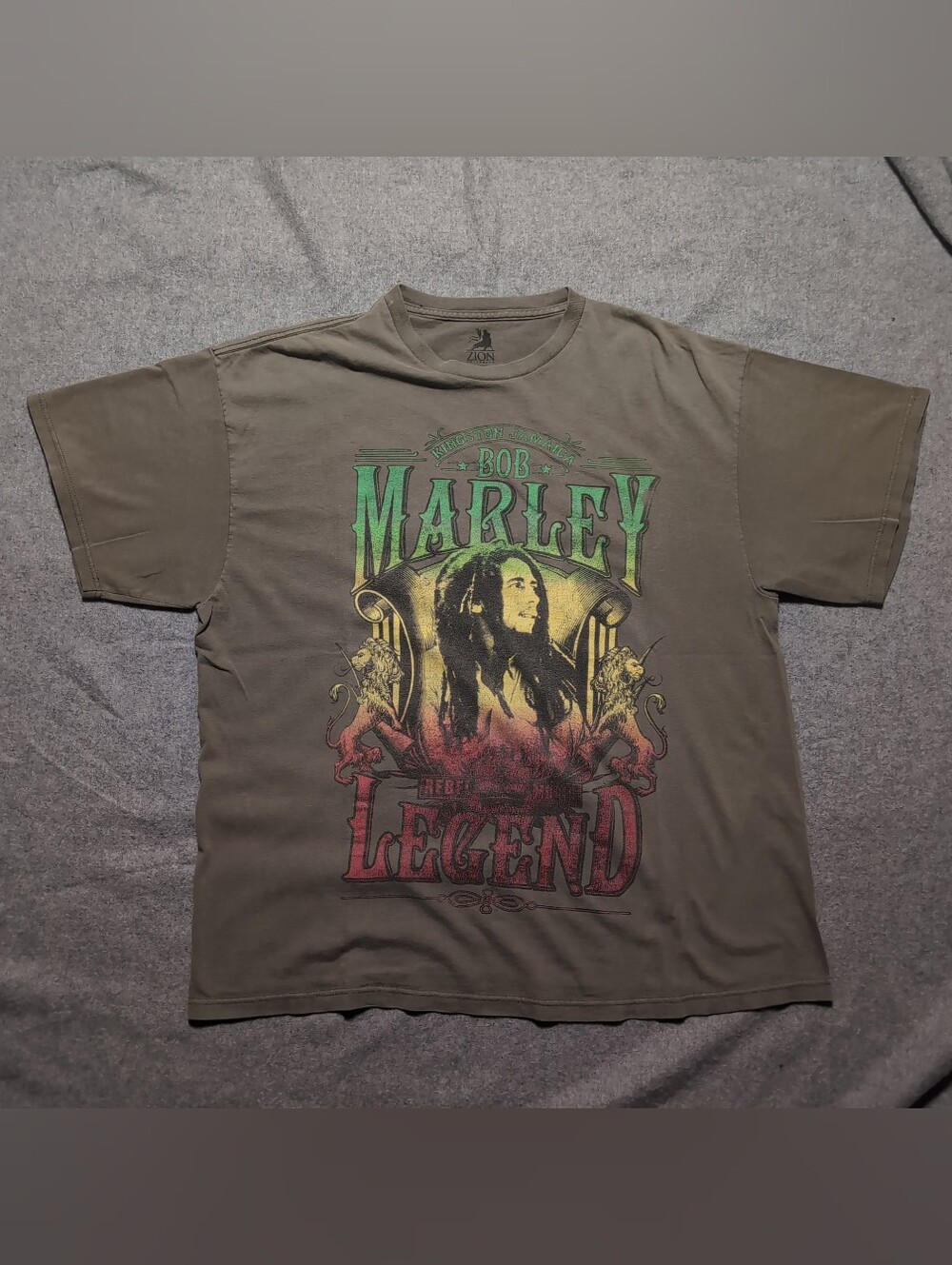Zion Rootswear Bob Marley Legend Graphic T-Shirt Mens XXL Brown Rasta Reggae Tee